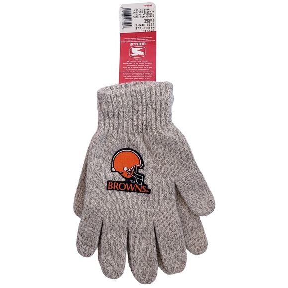 VINTAGE NWT Dead Stock WELLS LAMONT Team NFL Cleveland Browns Wool Blend Gloves - Picture 1 of 8